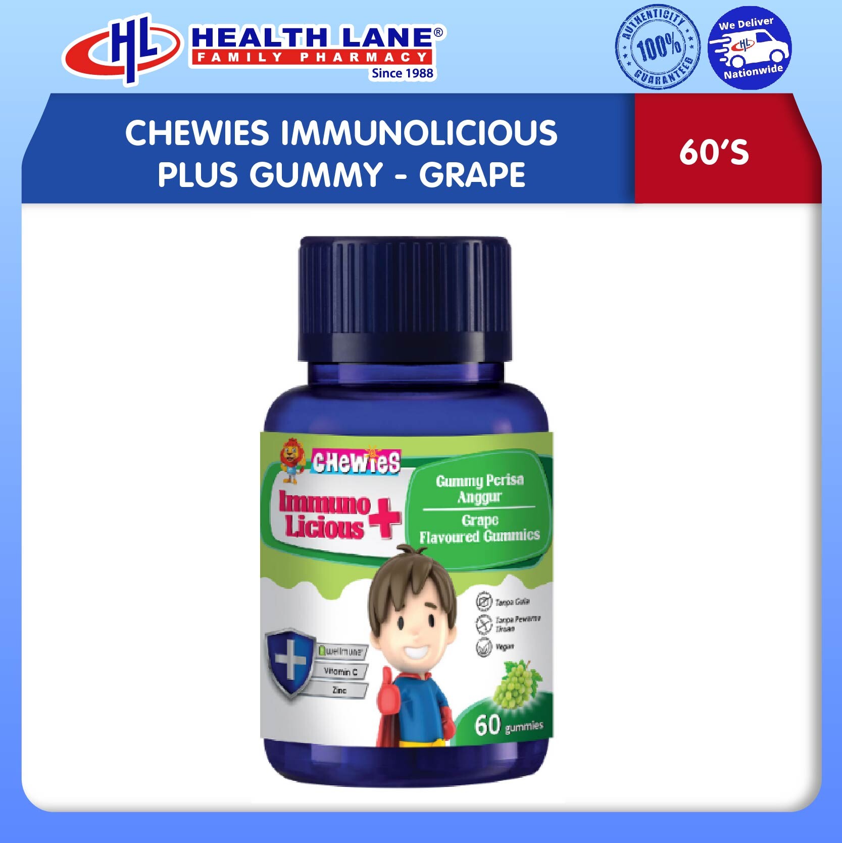 CHEWIES IMMUNOLICIOUS PLUS GUMMY - GRAPE (60'S) 